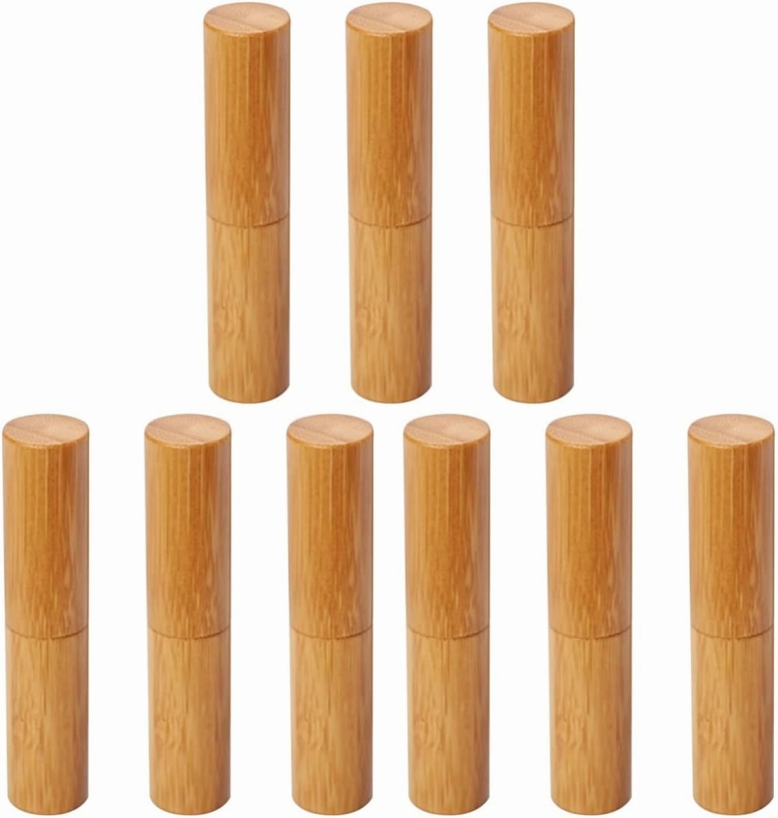 Garneck 9Pcs Bamboo Lipstick Tubes with Caps Creative Diy Empty Containers for Women Stylish Silver Design for Travel and Daily Use