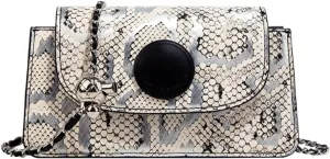 Genuine Leather Silver Snake Print Camera Bag Women 2024 New Premium Feeling Light Luxury Niche Commuter Handheld Crossbody