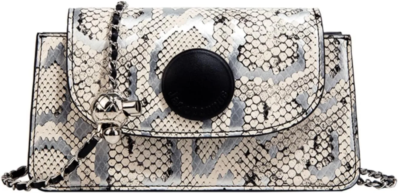 Genuine Leather Silver Snake Print Camera Bag Women 2024 New Premium Feeling Light Luxury Niche Commuter Handheld Crossbody