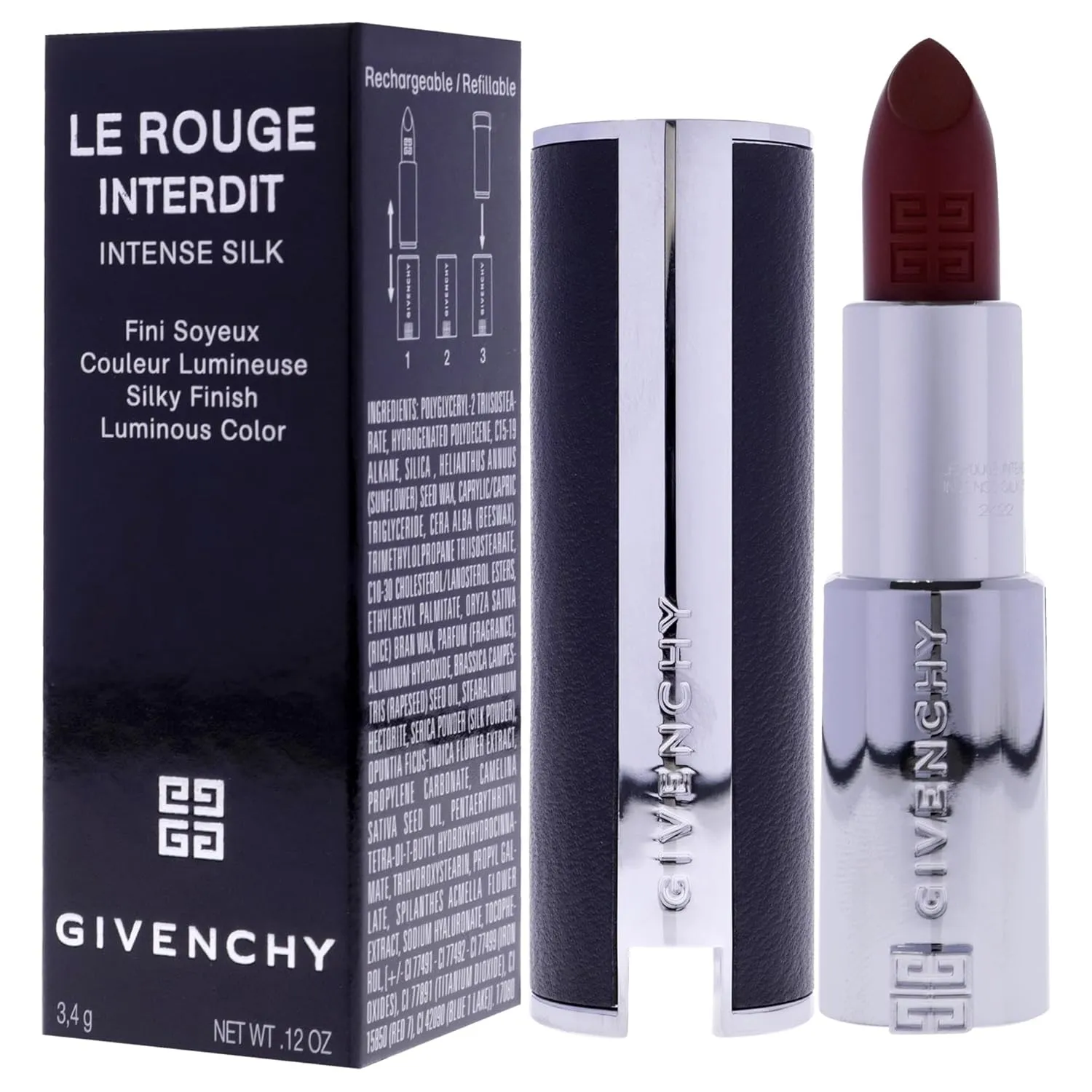 Givenchy Le Rouge Interdit Intense Silk Lipstick - N37 Rouge Graine for Women - 0.11 oz Lipstick