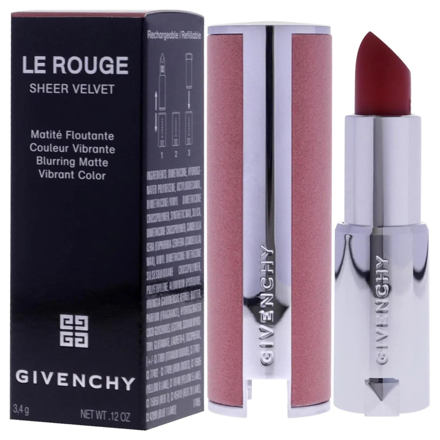 Givenchy Le Rouge Sheer Velvet Matte Lipstick - N36 L Interdit for Women - 0.11 oz Lipstick