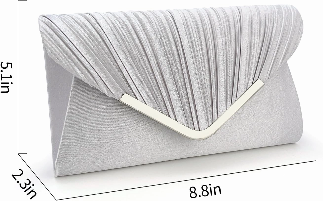 Glamorous Envelope Clutch Bag - Elegant Women’s Satin Finish Evening Purse for Weddings, Proms, Parties & Formal Events