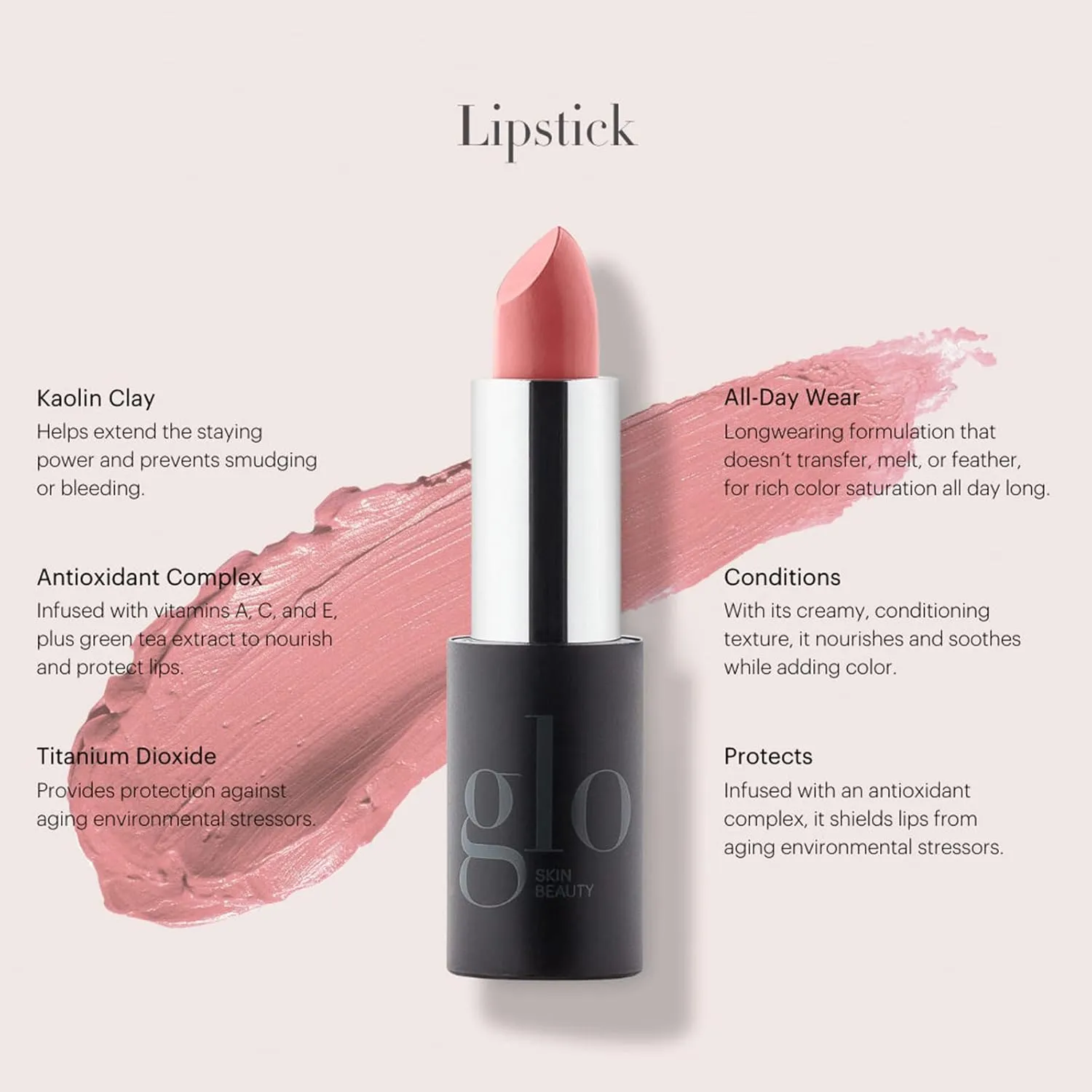 Glo Skin Beauty Lipstick in French Nude - Rose Nude - Creamy Long Lasting Lip Stick, 20 Shades