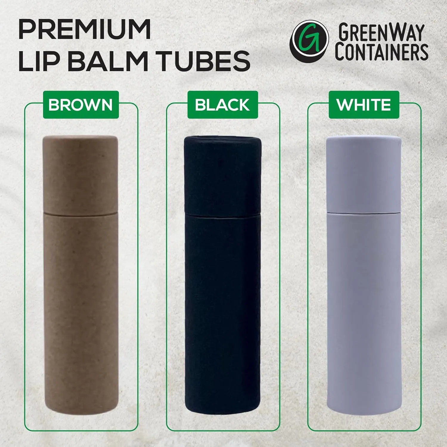GreenWay 0.3oz / 8.5g Kraft Paperboard Lip Balm Tubes with Lids - 25 Pack Lip Gloss Tubes Refillable DIY Cosmetic Containers - Lip Balm Containers Chapstick Empty Holder - White