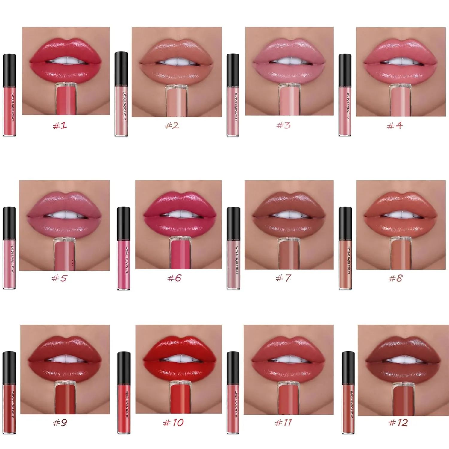 Hailnrothwad Lipstick, Brillo De Labios En Crema De 12 Colores, 12 Colors Cream Texture Lipstick (#5 #6 #7 #8)