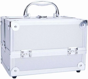 HKYH Portable 9" Aluminum Makeup Train Case Jewelry Box Cosmetic Mirror Organizer Cosmetic-display-cases Makeup organizer Bathroom organizer Makeup bag Storage cabinet Bathroom storage Makeup va