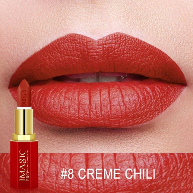 IMAGIC 12 Colors Matte Lipsticks naked Crystal Column Matte Lipstick Lip Sticks Cosmetic Easy to Wear Lipstick Matte Batom