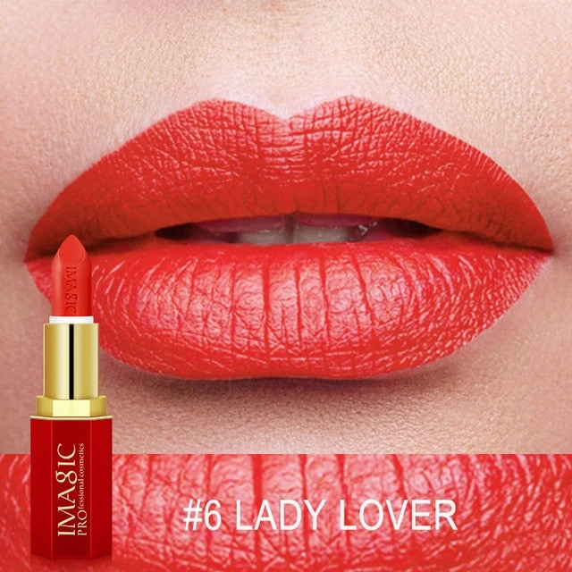 IMAGIC 12 Colors Matte Lipsticks naked Crystal Column Matte Lipstick Lip Sticks Cosmetic Easy to Wear Lipstick Matte Batom