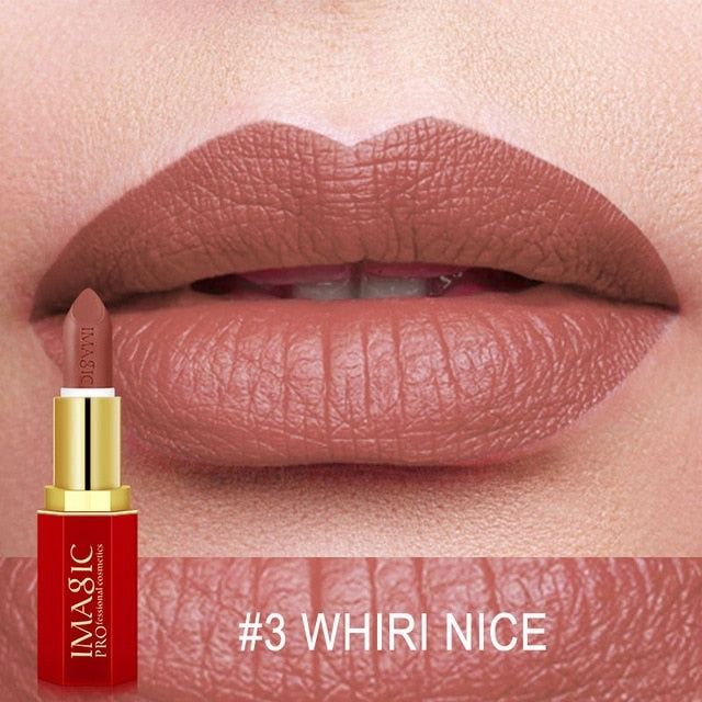 IMAGIC 12 Colors Matte Lipsticks naked Crystal Column Matte Lipstick Lip Sticks Cosmetic Easy to Wear Lipstick Matte Batom