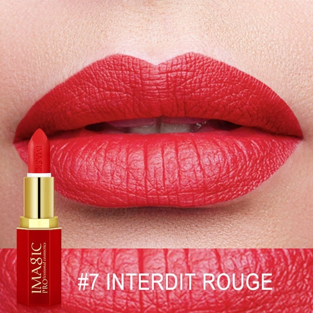 IMAGIC 12 Colors Matte Lipsticks naked Crystal Column Matte Lipstick Lip Sticks Cosmetic Easy to Wear Lipstick Matte Batom