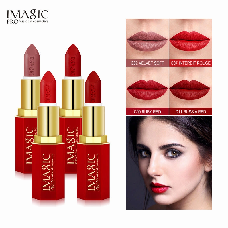 IMAGIC 12 Colors Matte Lipsticks naked Crystal Column Matte Lipstick Lip Sticks Cosmetic Easy to Wear Lipstick Matte Batom