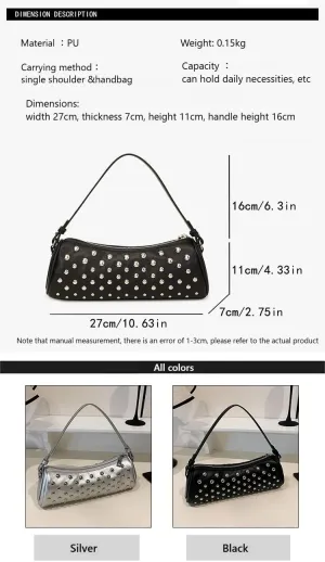 JOEY'S CHOICE 2025 summer new personalized rivet locomotive handbag trendy fashion shoulder armpit bag