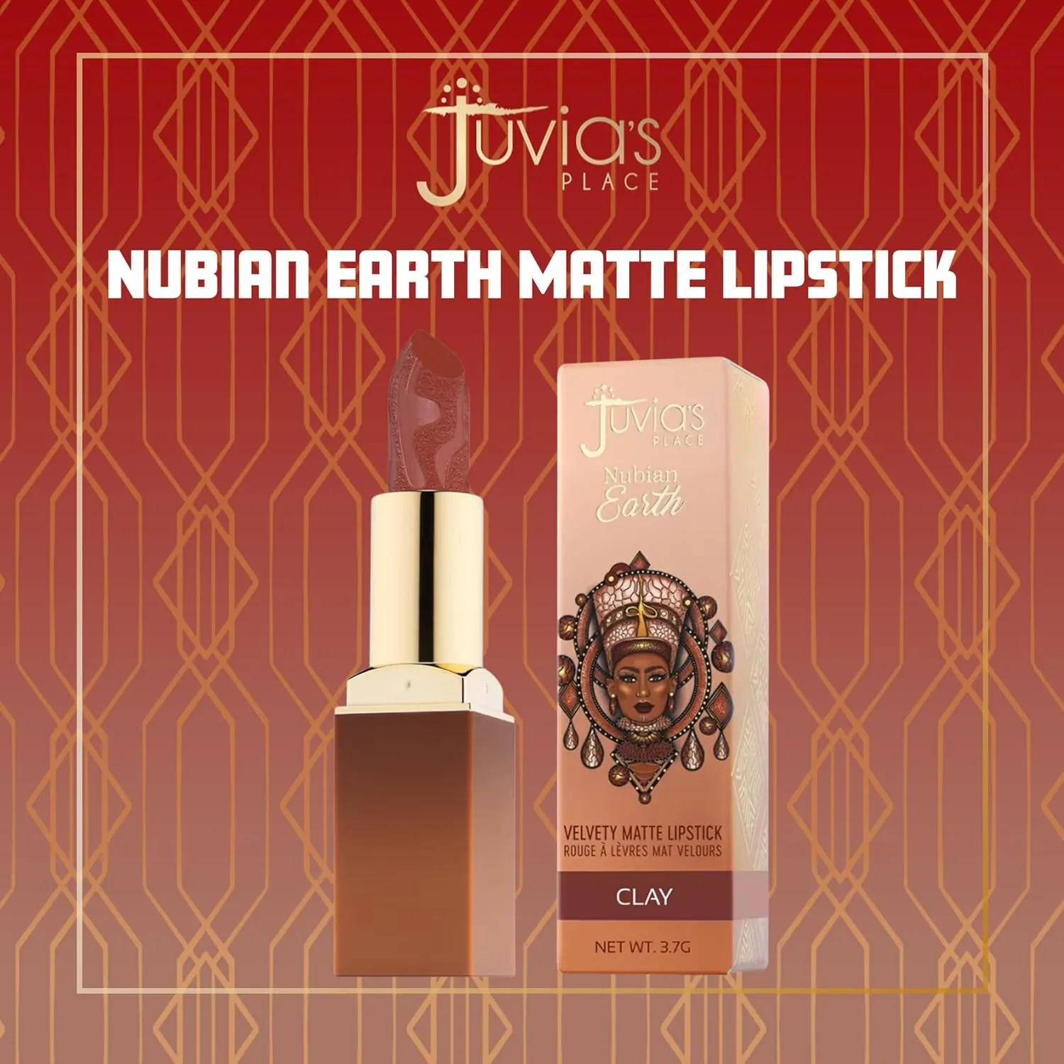Juvia's Place Nubian Earth Matte Lipstick Clay - Hydrating, Long-lasting, Richly Pigmented Lip Makeup, Creamy Lipstick with Matte Finish, Beauty & Lip Care Product
