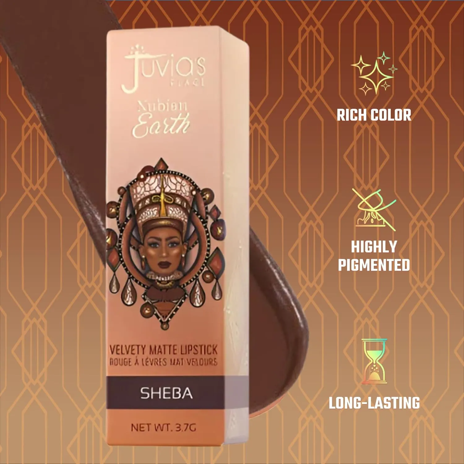 Juvia's Place Nubian Earth Matte Lipstick Sheeba - Hydrating, Long-lasting, Richly Pigmented Lip Makeup, Creamy Lipstick with Matte Finish, Beauty & Lip Care Product