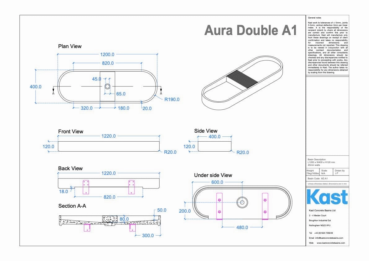 Kast Aura Double Concrete Basin