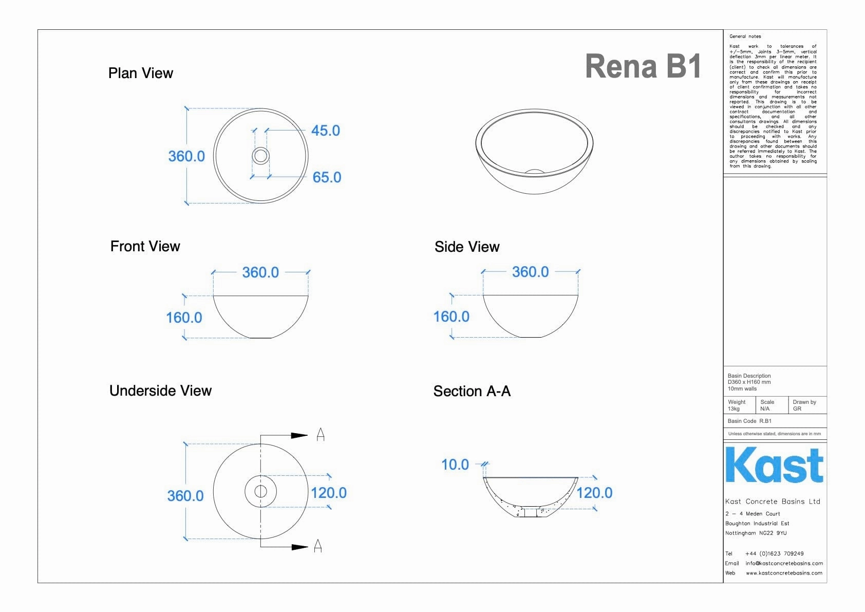 Kast Rena Concrete Basin