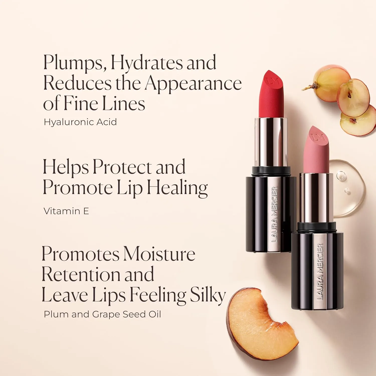 Laura Mercier Caviar Smoothing Matte Lipstick, 16HR Hydration, Long Lasting Wear, High Impact Color, Smudge- & Transfer-Proof, Hyaluronic Acid and Vitamin E Infused