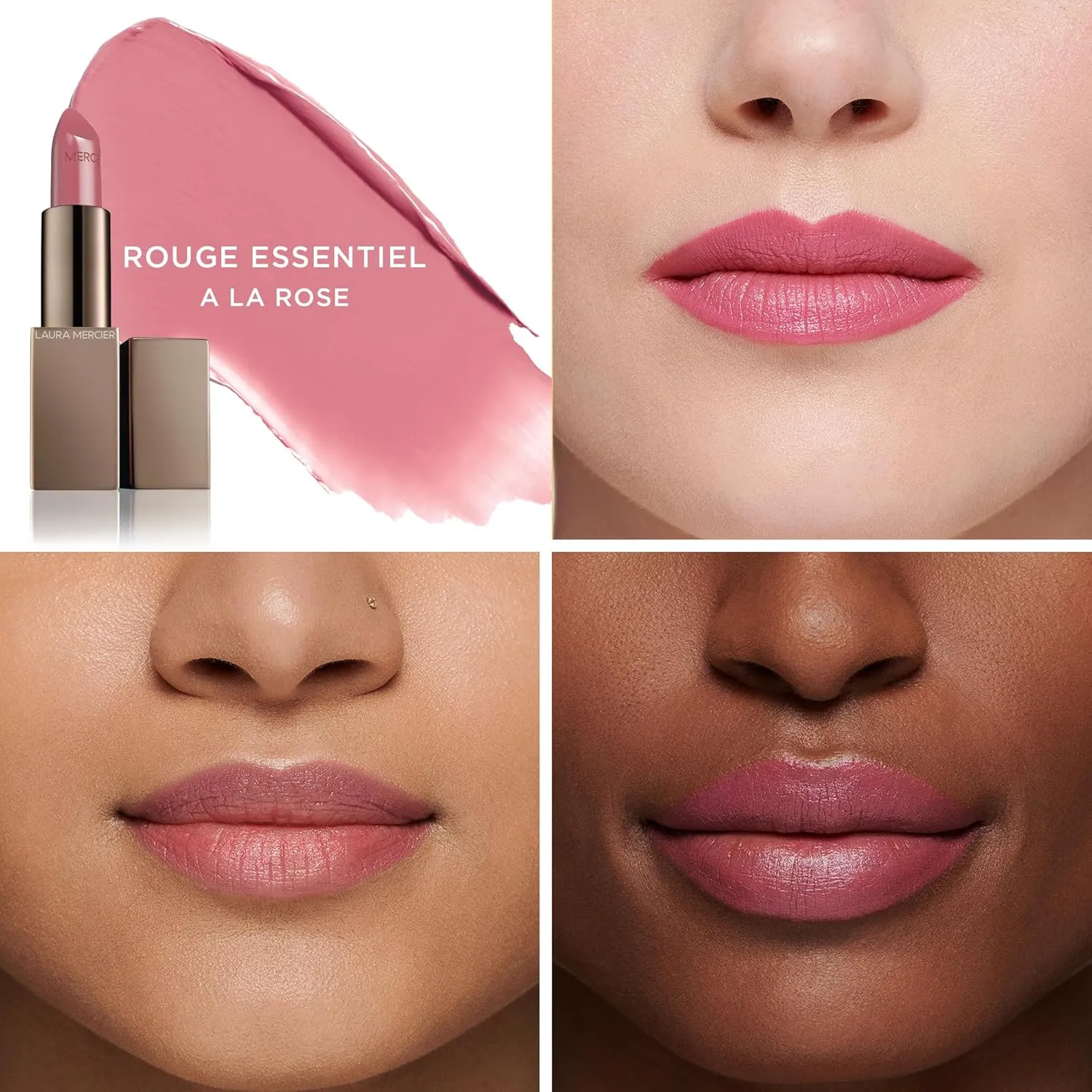 Laura Mercier Rouge Essentiel Silky Crème Lipstick, Weightless, Creamy Texture, Comfortable and Moisturizing on Lips, High-Impact Color, Satin Finish