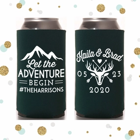 Let The Adventure Begin - Tall Boy 16oz Wedding Can Cooler #135
