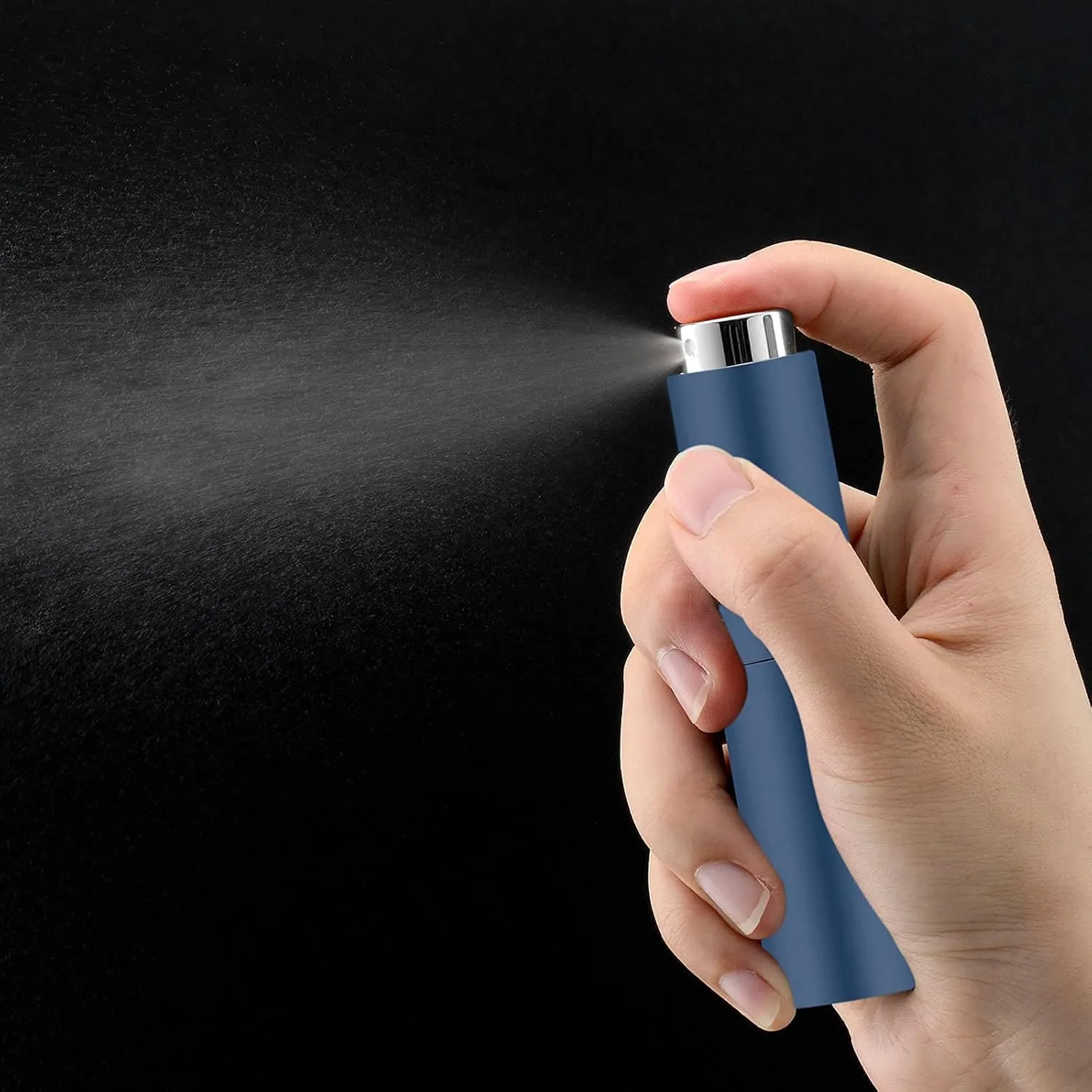 Lil Ray 8ML Portable Mini Perfume Atomizer Spray Bottle(4 PCS), Travel Refillable Atomizer Sprayer for Perfume,Cologn, Fragrance with Twist Design (Matte Black&Rose Gold&Blue&Silver)