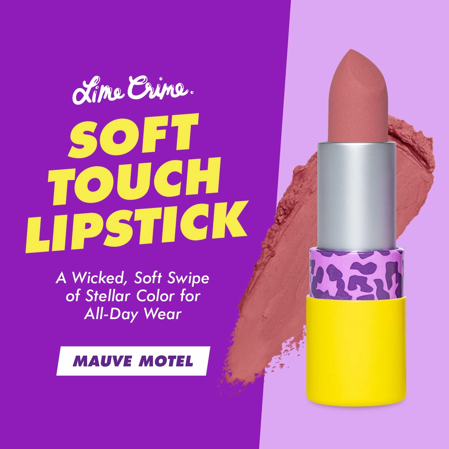 Lime Crime Soft Touch Comfort Matte Lipstick, Mauve Motel (Perfect Mauve) - Flirty Retro Shades - Full-Coverage Long Lasting, Lip Lining & Soft Formula for All-Day Wear - Talc-Free & Paraben-Free
