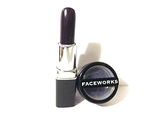 Lipstick & Glitter Combination Sets By FACEWORKS (Blackberry Lipstick & Blackstone Glitter)