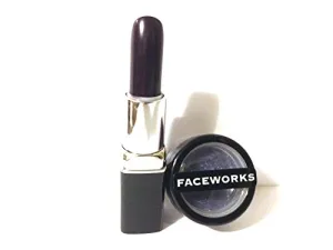 Lipstick & Glitter Combination Sets By FACEWORKS (Blackberry Lipstick & Blackstone Glitter)