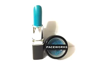 Lipstick & Glitter Combination Sets By FACEWORKS (Blue Raspberry Lipstick & Glitter)