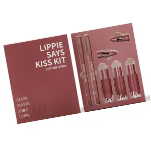 Long Lasting Lip Stain Set Matte Liquid Lipstick  Shimmer Lip Gloss   Plumping Lip Gloss   Lip Liner 5 In 1 Lipstick Set