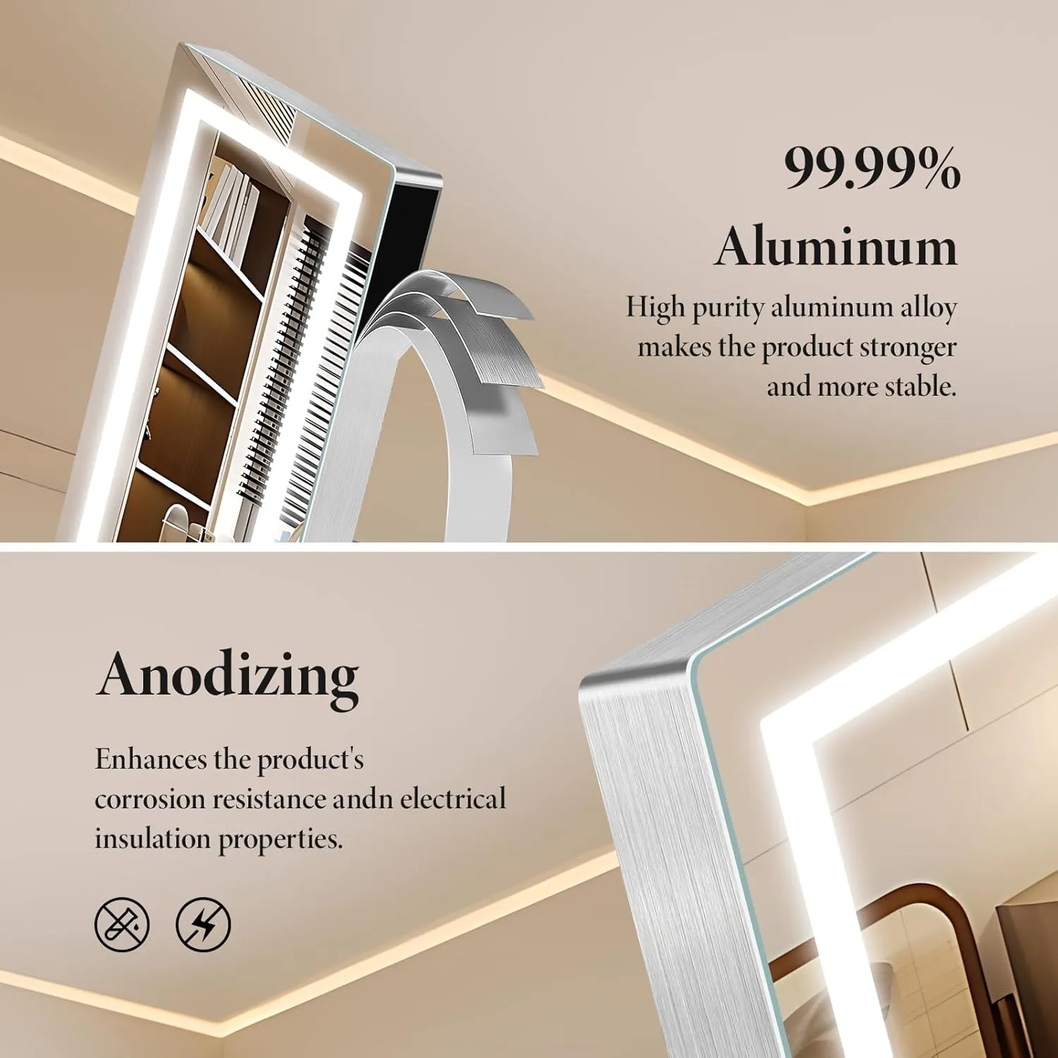 Makeup Mirror with Lights and 5X Magnification, 360°Rotation Lighted Makeup Mirror, Free Adjustable Angle and Height, Mirror with Lighting with Smart Touch for Bedroom Tabletop, Gift for Women