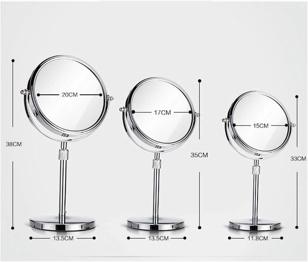Makeup Mirror 360-degree Rotatable Double-Sided Magnifying Makeup Mirror Creative Mirror Can Lift and Adjust Desktop Dressing Mirror Lighted Makeup Mirror(17cm)