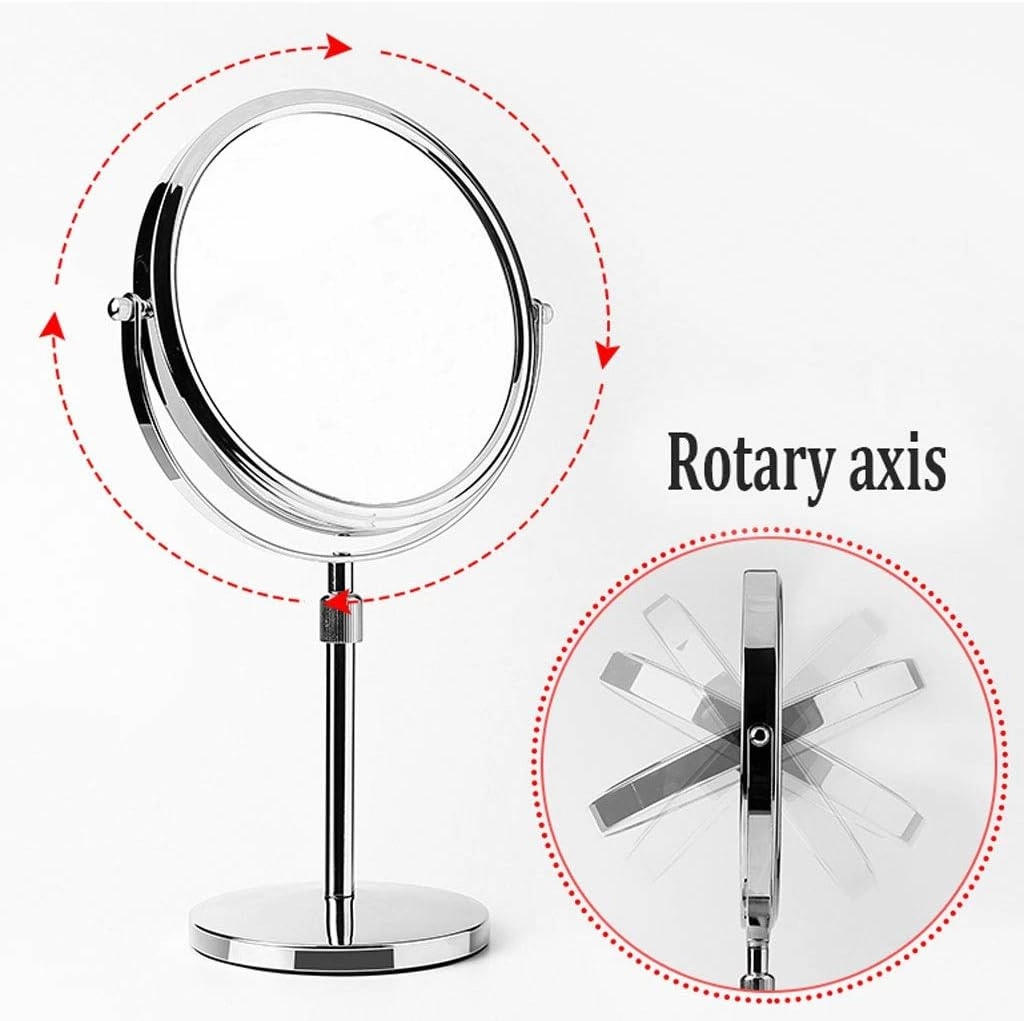 Makeup Mirror 360-degree Rotatable Double-Sided Magnifying Makeup Mirror Creative Mirror Can Lift and Adjust Desktop Dressing Mirror Lighted Makeup Mirror(17cm)