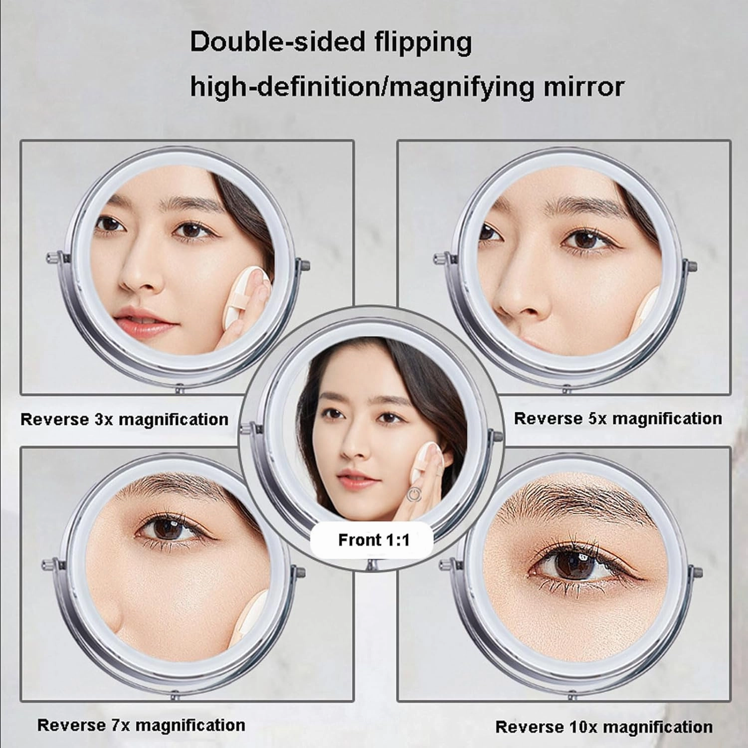 Makeup Mirror Wall Mounted Extra Long Arm, Cosmetic Mirror Magnification, Vanity Mirror 360° Swivel Extend and Fold, Double Sided Bathroom Shaving Mirror Magnifying Mirror Wall Mounted