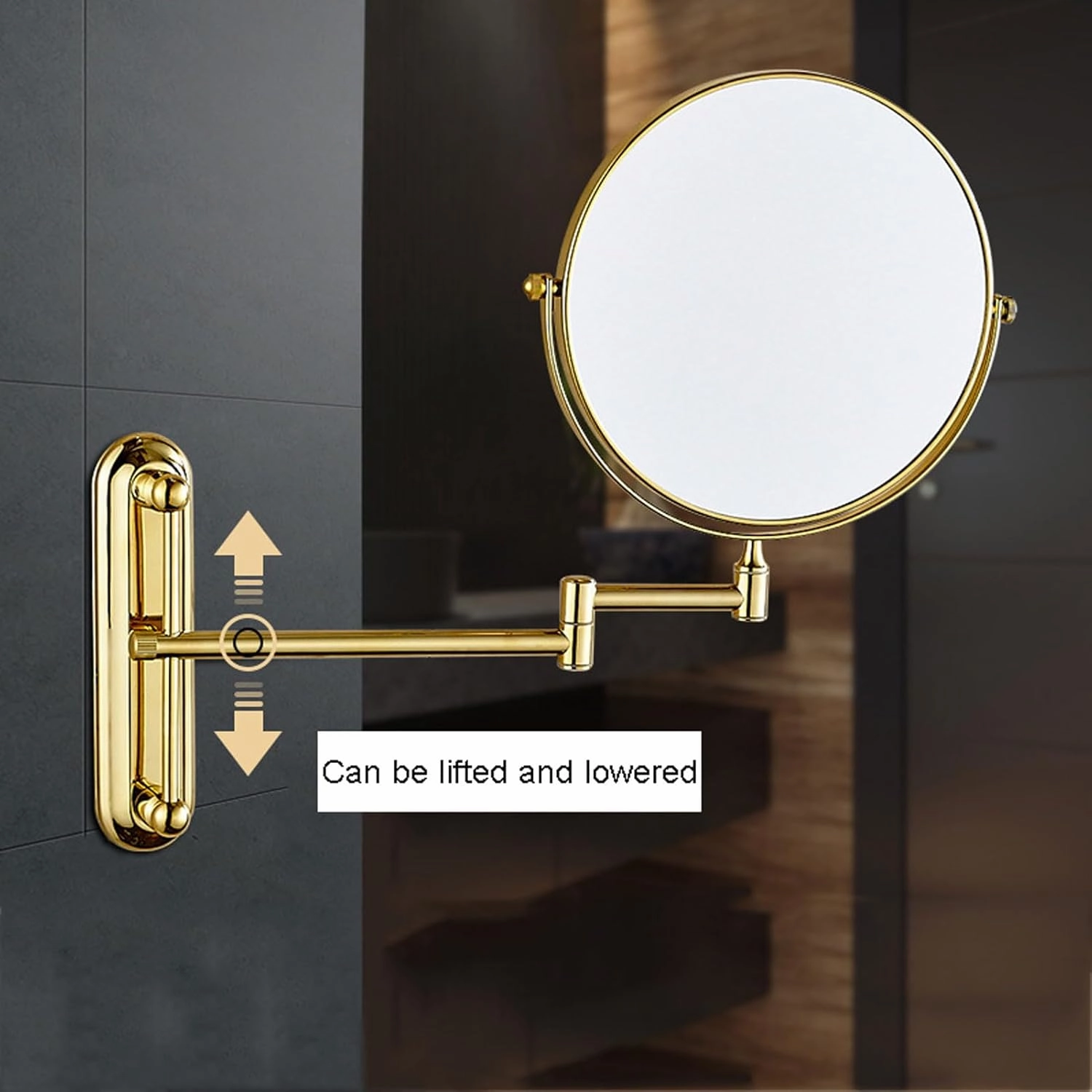Makeup Mirror Wall Mounted Extra Long Arm, Cosmetic Mirror Magnification, Vanity Mirror 360° Swivel Extend and Fold, Double Sided Bathroom Shaving Mirror Magnifying Mirror Wall Mounted