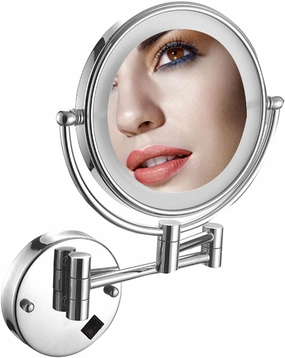 Makeup Mirror Wall Mounted, LED Lighted Cosmetic Mirror with Magnification, 360° Swivel Vanity Mirror, Double Sided Bathroom Mirror, for Make up, Shave Wait (Silver Charge 7X)