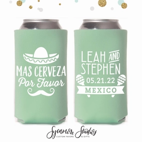 Mas Cerveza Por Favor - Slim 12oz Wedding Can Cooler #117S