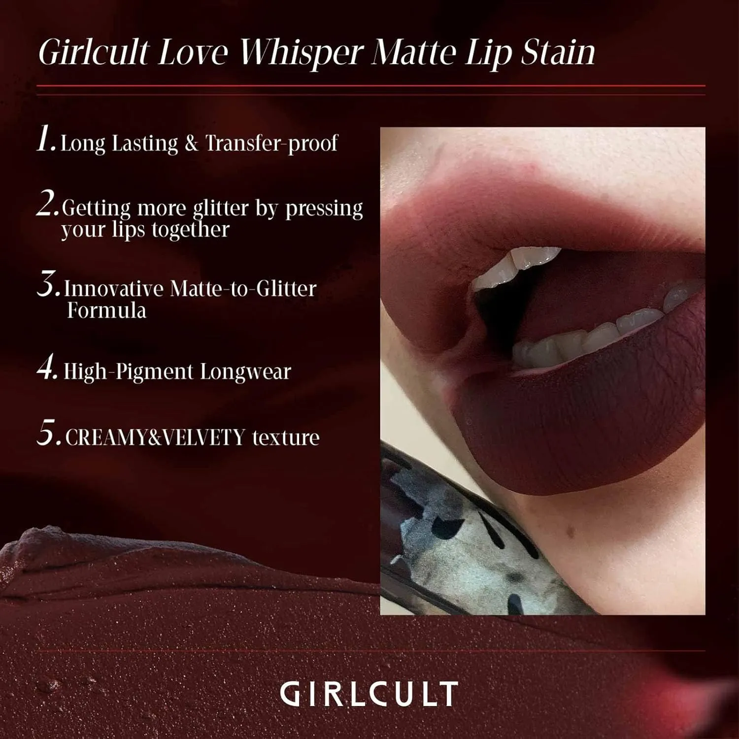 Matte Lip Stain – Lightweight Velvet Lip Tint, Long Lasting Liquid Lipstick, Transfer Resistant, Non-Drying & Smudge Proof Formula (M60)