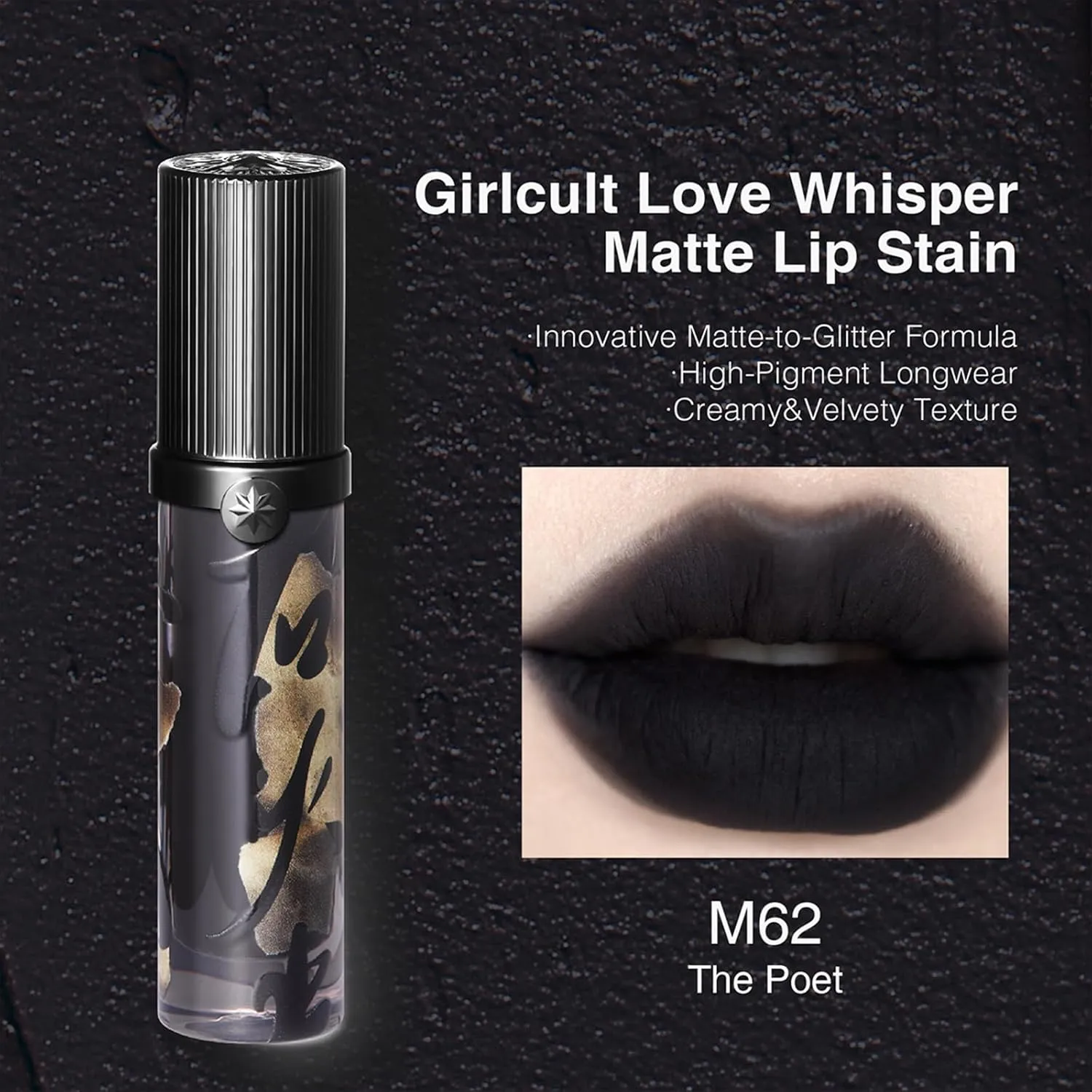 Matte Lip Stain – Lightweight Velvet Lip Tint, Long Lasting Liquid Lipstick, Transfer Resistant, Non-Drying & Smudge Proof Formula (M62)