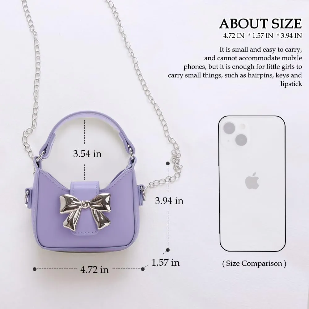 Mini Crossbody Purse, Bow Magnetic Buckle Handbag Shoulder Bag Great Gift Idea for Little Girls