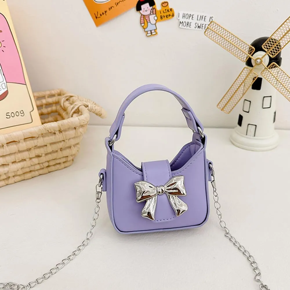 Mini Crossbody Purse, Bow Magnetic Buckle Handbag Shoulder Bag Great Gift Idea for Little Girls