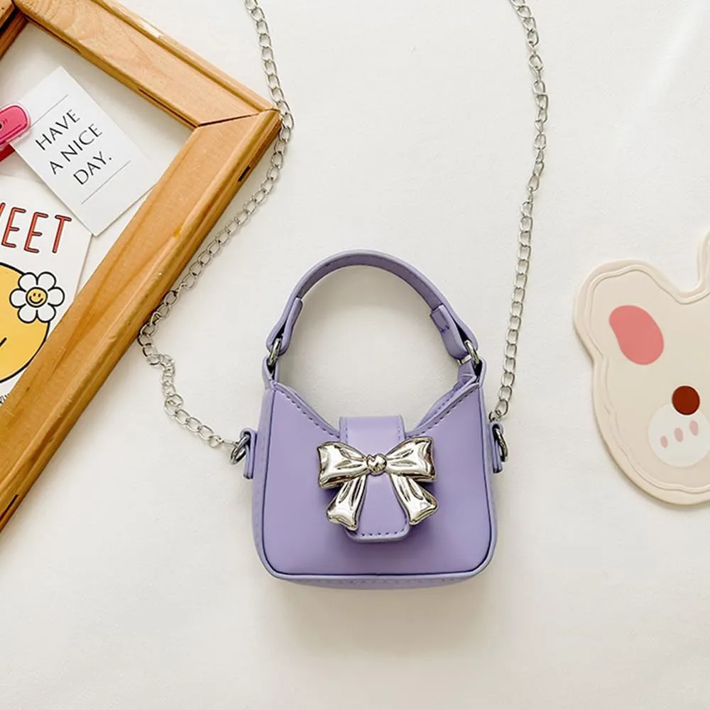 Mini Crossbody Purse, Bow Magnetic Buckle Handbag Shoulder Bag Great Gift Idea for Little Girls