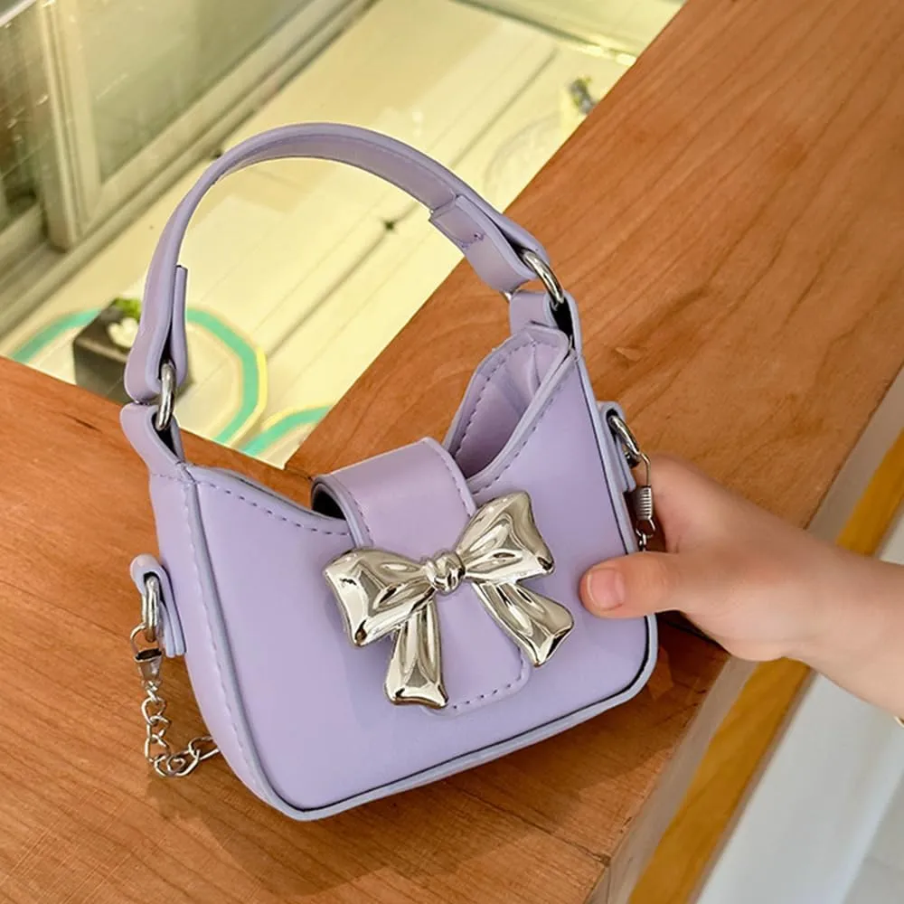 Mini Crossbody Purse, Bow Magnetic Buckle Handbag Shoulder Bag Great Gift Idea for Little Girls