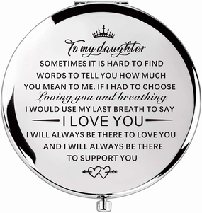 Mother Daughter Gift 18th 17th 16th Birthday Gifts Compact Travel Pocket Mirror Gifts for Daughter from Mom Dad Birthday Gifts (Silver to My Daughter)