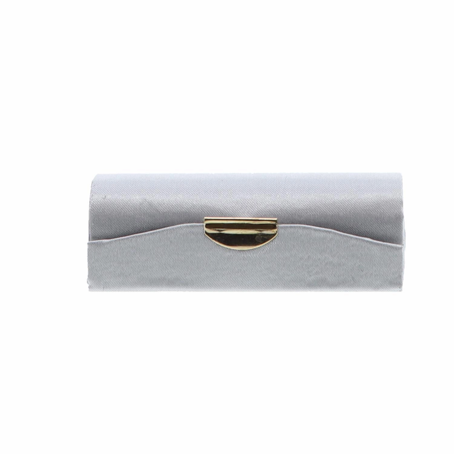 Motique Accessories Silver Solid Satin Ladies Lipstick Case With Mirror Purse Holder Set of 6