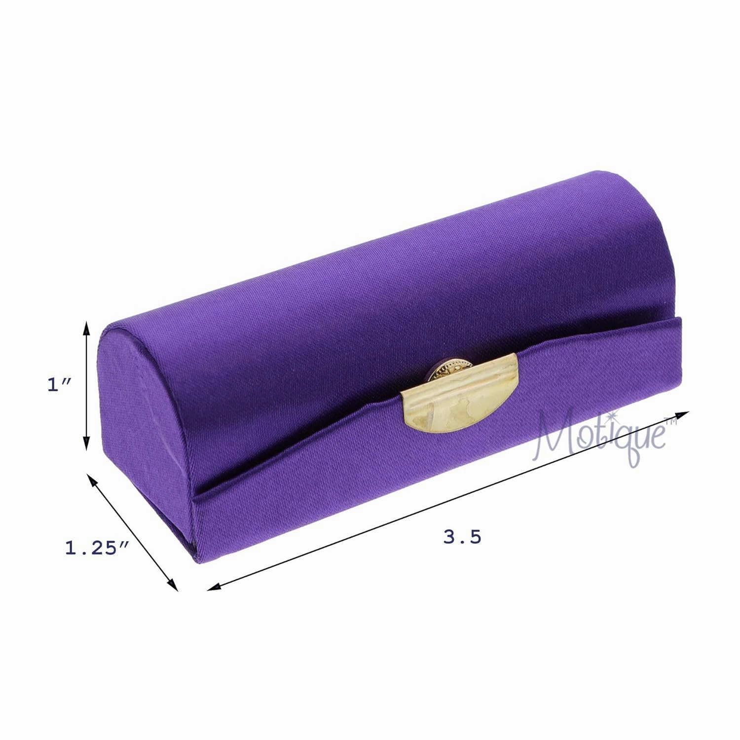 Motique Accessories Solid Satin Ladies Lipstick Case With Mirror Purse Holder Set of 6 (Purple)