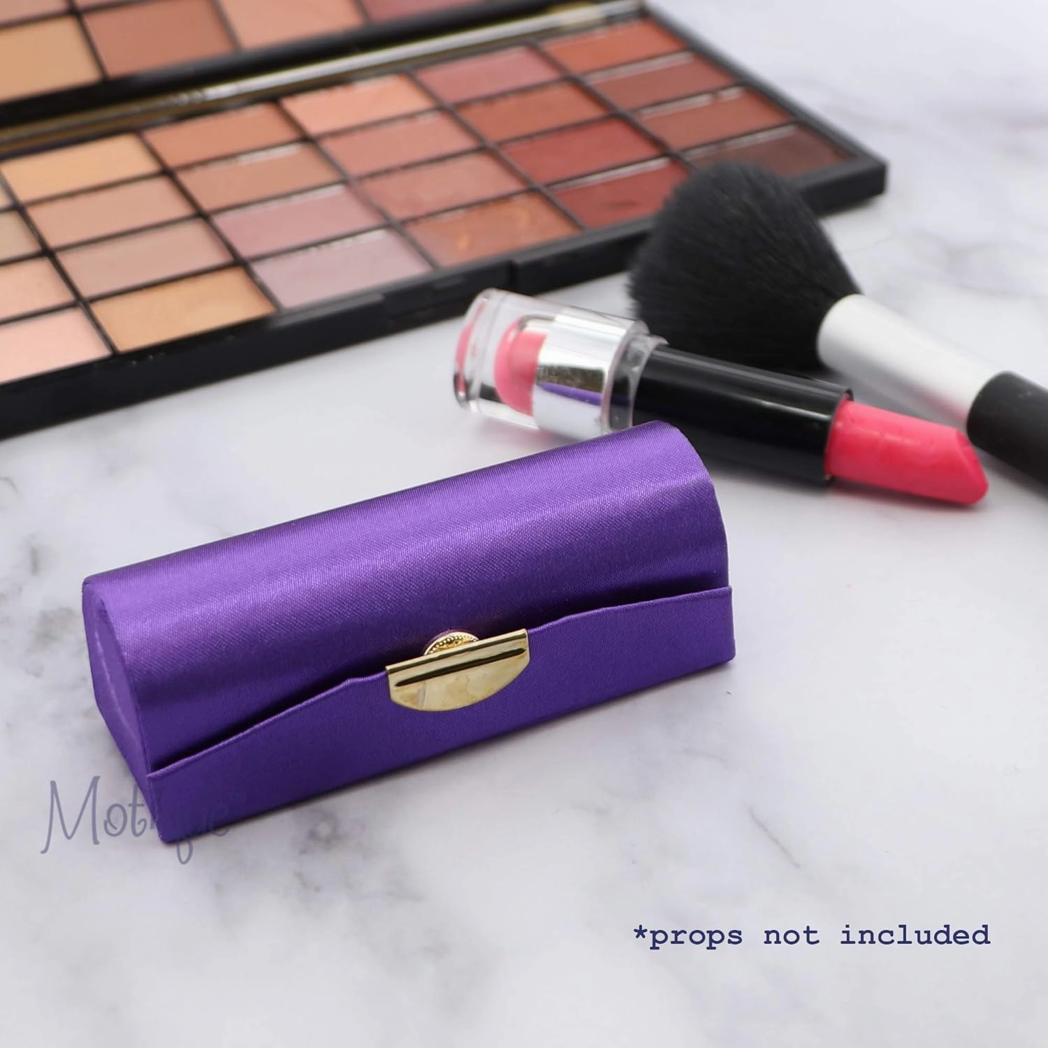 Motique Accessories Solid Satin Ladies Lipstick Case With Mirror Purse Holder Set of 6 (Purple)