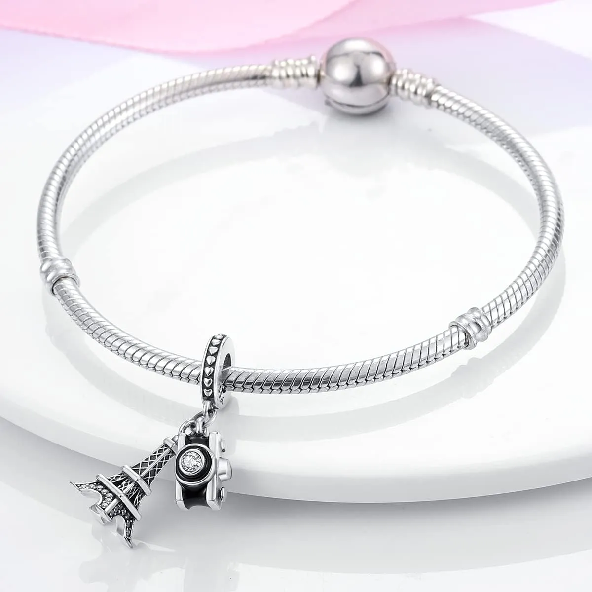 MULA 925 Sterling Silver Charms for Bracelets and Necklaces Lipstick and Bag Dangle Pendants Tower Camera Beads Jewelry Charms for Women