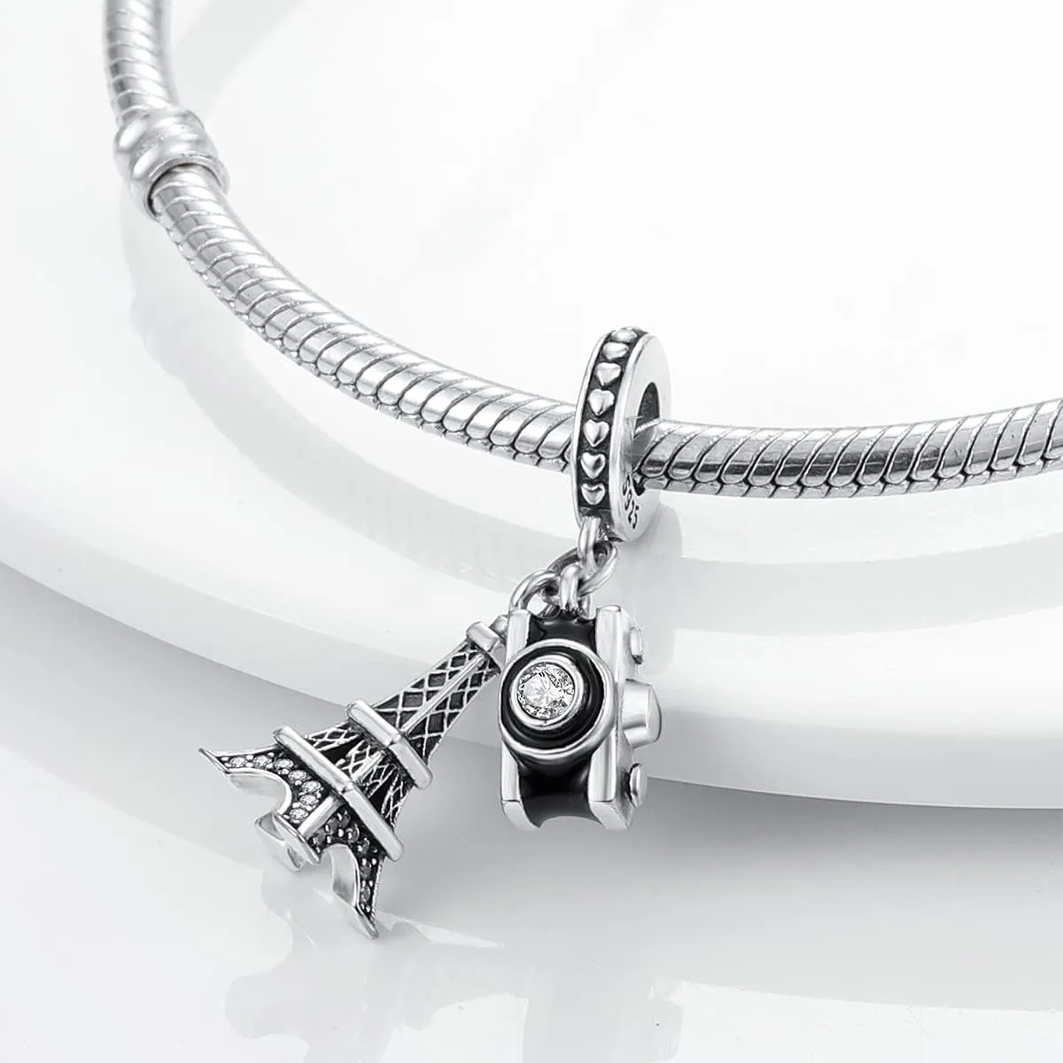 MULA 925 Sterling Silver Charms for Bracelets and Necklaces Lipstick and Bag Dangle Pendants Tower Camera Beads Jewelry Charms for Women