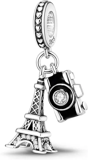 MULA 925 Sterling Silver Charms for Bracelets and Necklaces Lipstick and Bag Dangle Pendants Tower Camera Beads Jewelry Charms for Women