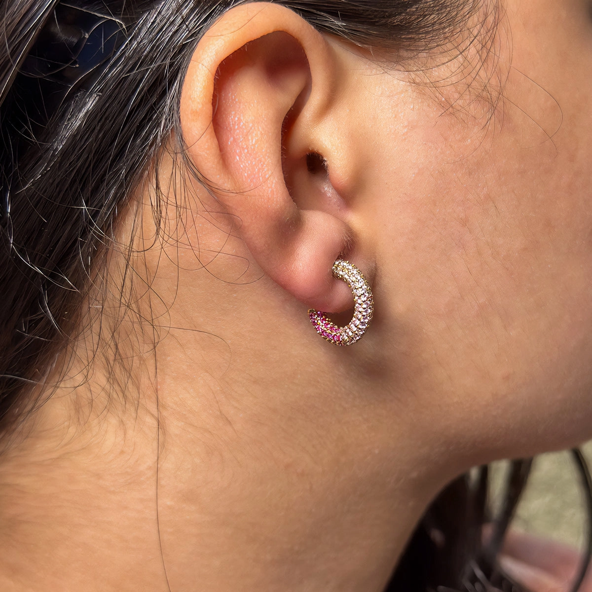 Multi Sparkle Chubby Hoop Earrings